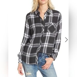 Rails Black Plaid Buttoned Down Shirt In Hunter Ash Bone size large